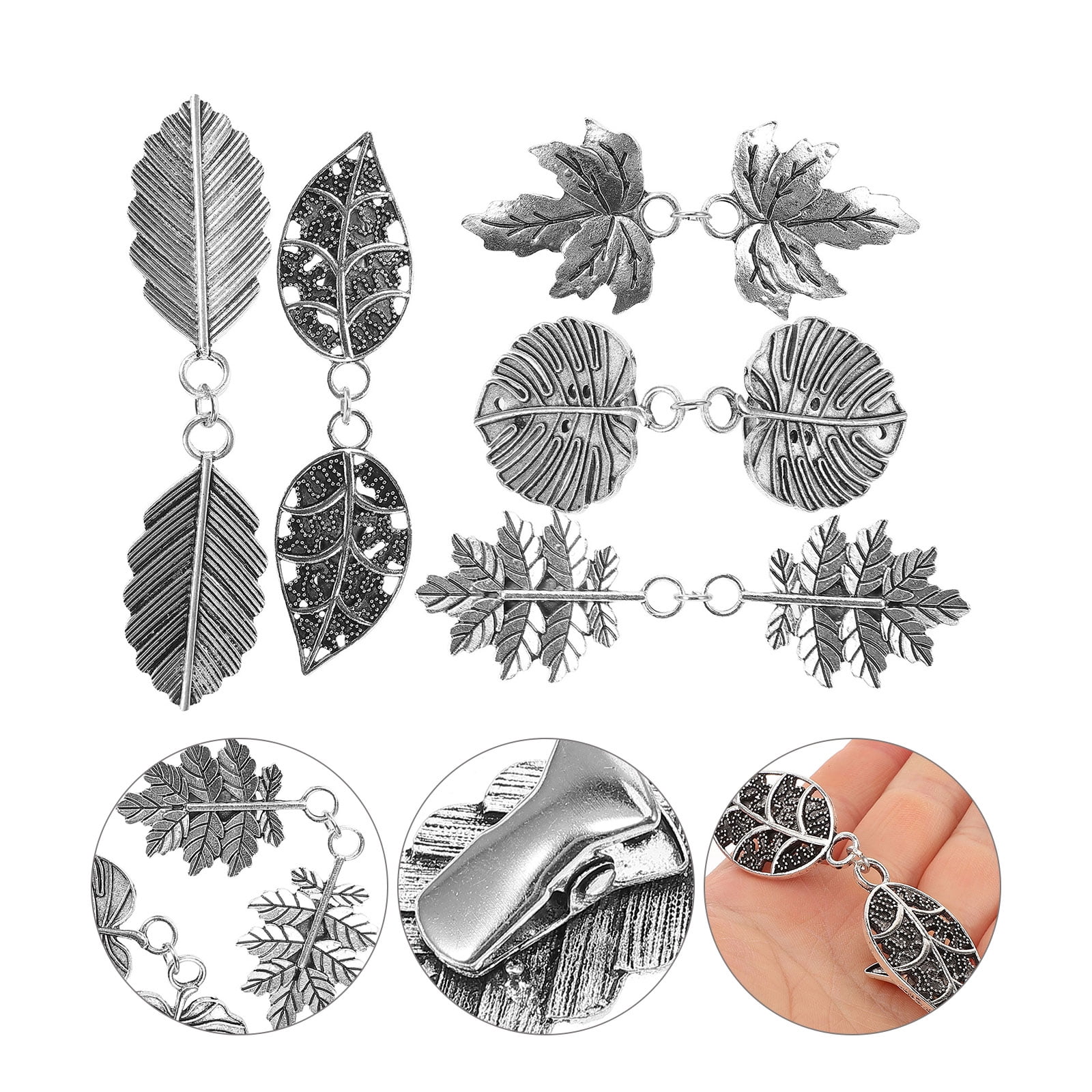 5pcs Metal Leaf Sweater Clips Cinch Clips for Cardigans Dress Shawls Collar Accessories 9.00 × 1.80 × 0.70CM Silver — image 3