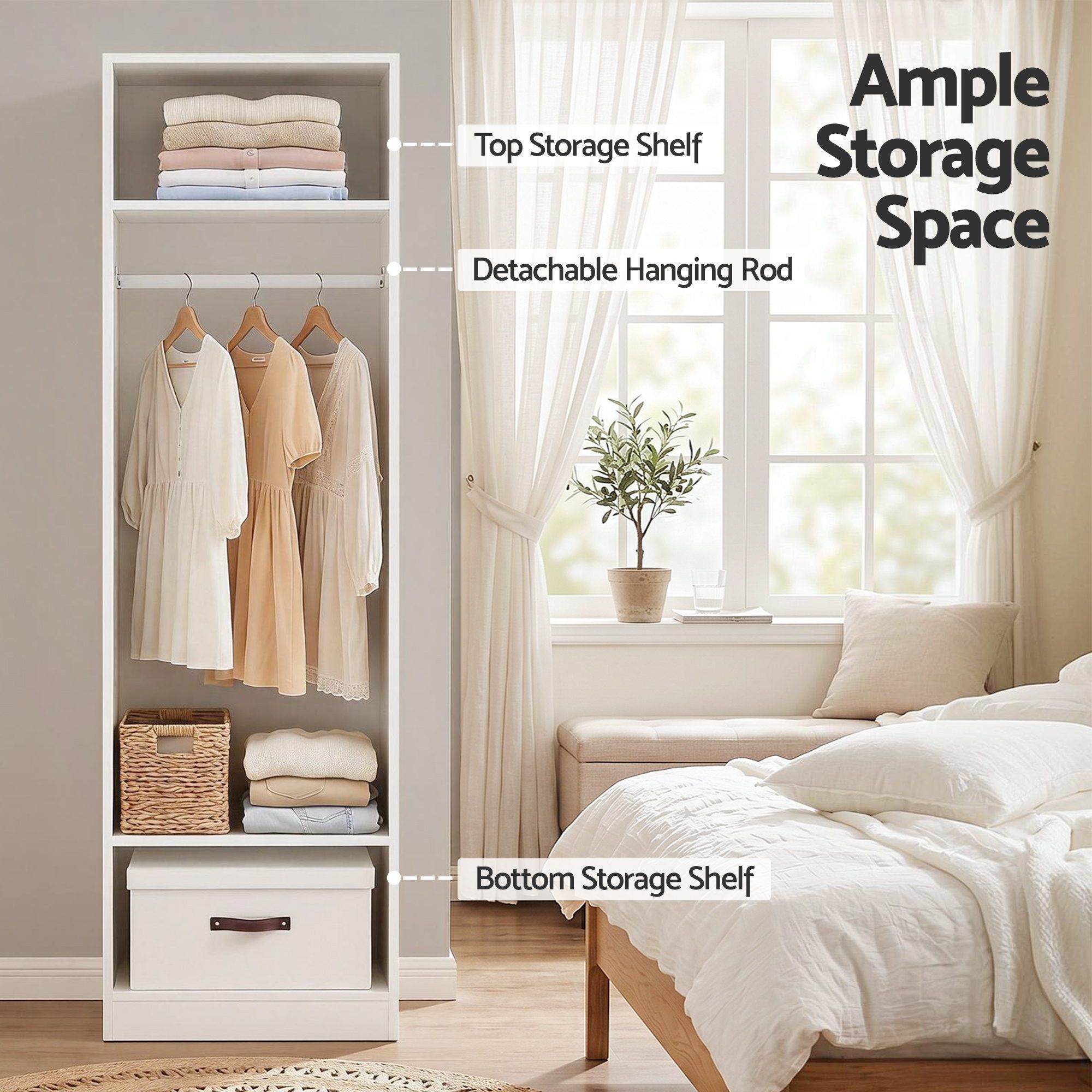 Artiss Wardrobe Clothes Closet Storage Organizer Shelf White — image 6