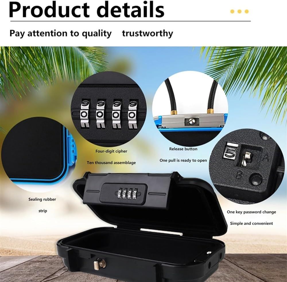 Cash with Removable Chain Safe No Keys Office Combination Code Beach Sealing Rubber Strip Travel Portable Mobile Phones ( Black) — image 4