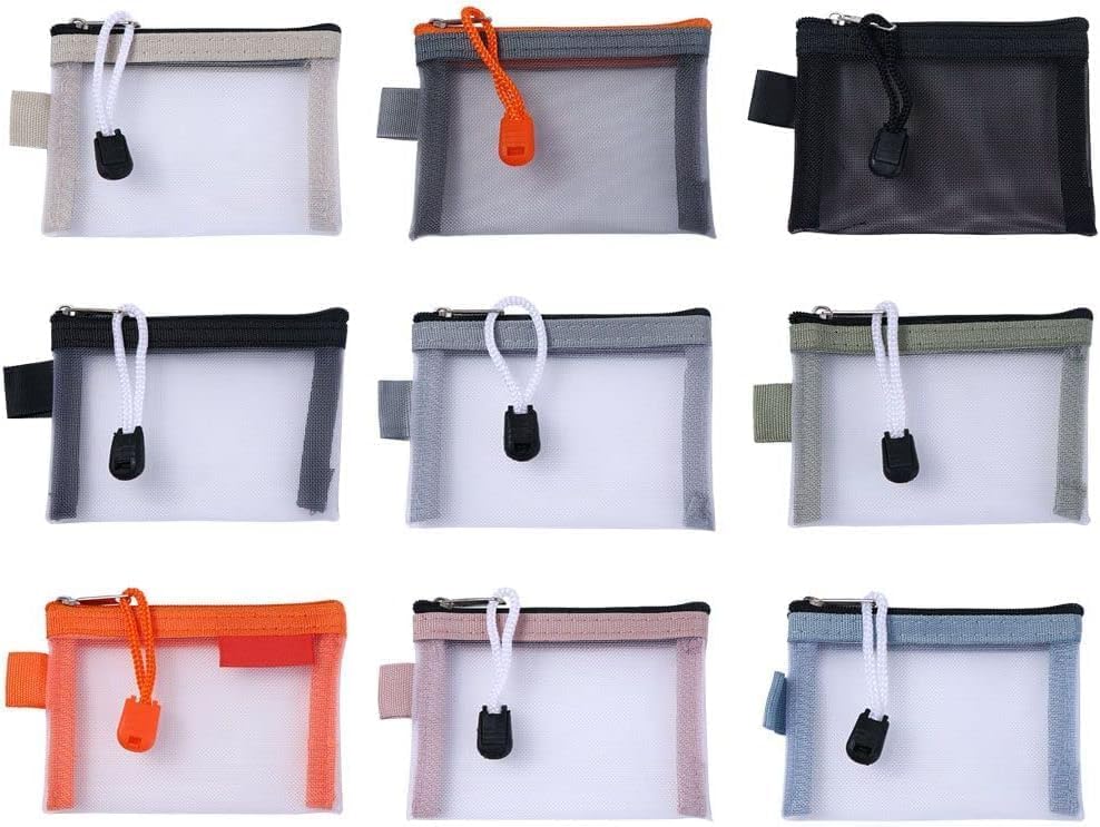 Green Small Zipper Pouch Mini Mesh Zipper Coin Purse Nylon Mesh Card Storage Bags Small Portable Cosmetic Case Mesh Storage Bags Cosmetic Bags for Women Travel โ image 3