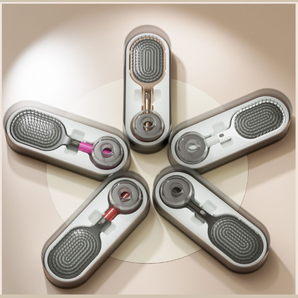 Air Cushion Massage Hair Brush Set with Wall Mount Holder Base - Black — image 4
