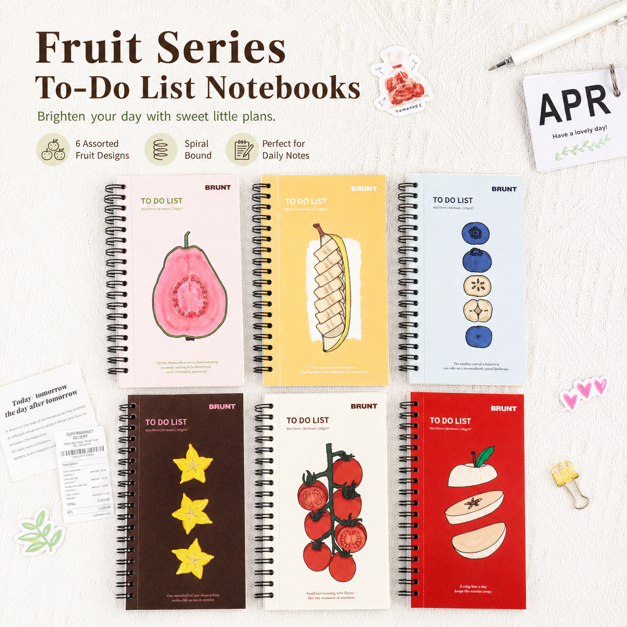 Fruit Series To Do List Notebook (Guava) โ Spiral Bound Journal with Cute Fruit Cover, 80 Sheets, Portable Planner for Daily Notes, Study, Office and Personal โ image 6