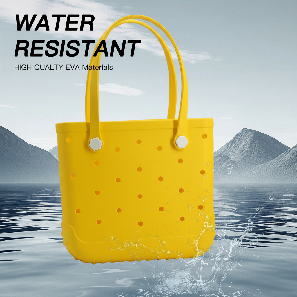 Waterproof Hexagon Mesh Beach Bag - Large Capacity Travel Storage Tote for Swimwear Towel Sunglasses - Yellow Medium 37x32x13cm โ image 3