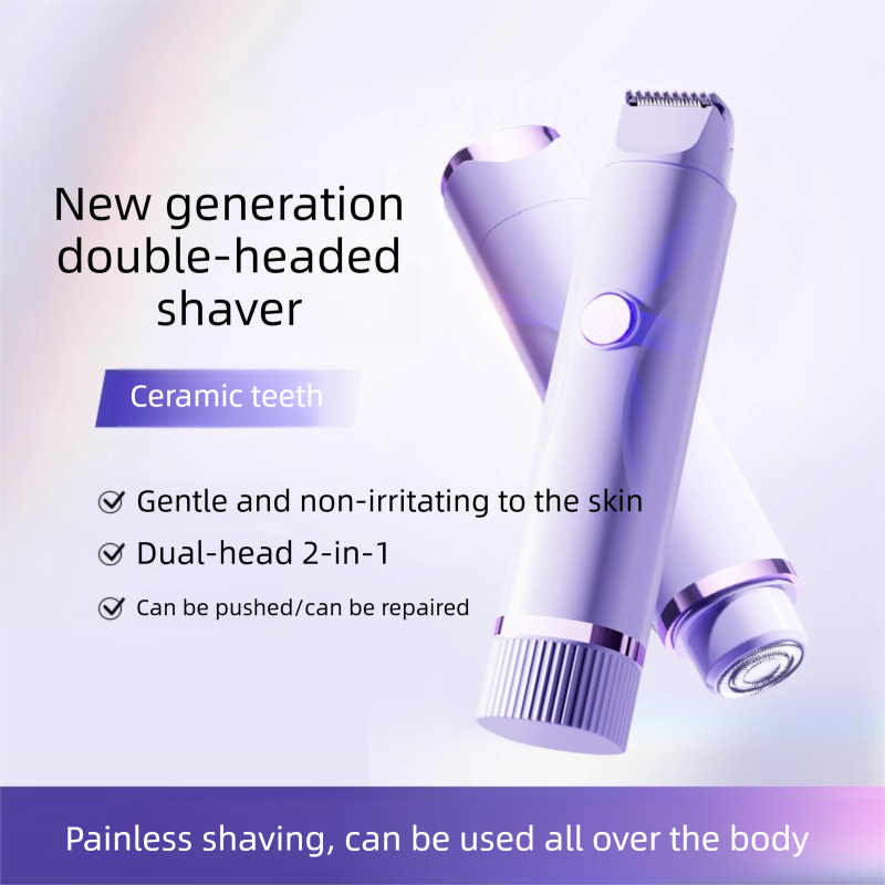 Purple Electric Hair Remover for Women 2-in-1 Dual Head Trimmer and Shaver with Ceramic Blades IPX7 Waterproof for Painless Full Body and Bikini โ image 4