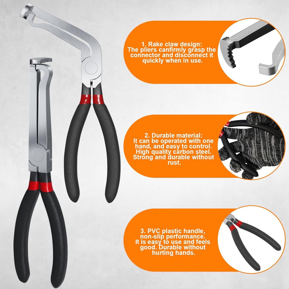 2-Pack Auto Electrical Disconnect Pliers Set - Straight & 60° Angle for All Reach - Non-Slip Handles — image 6