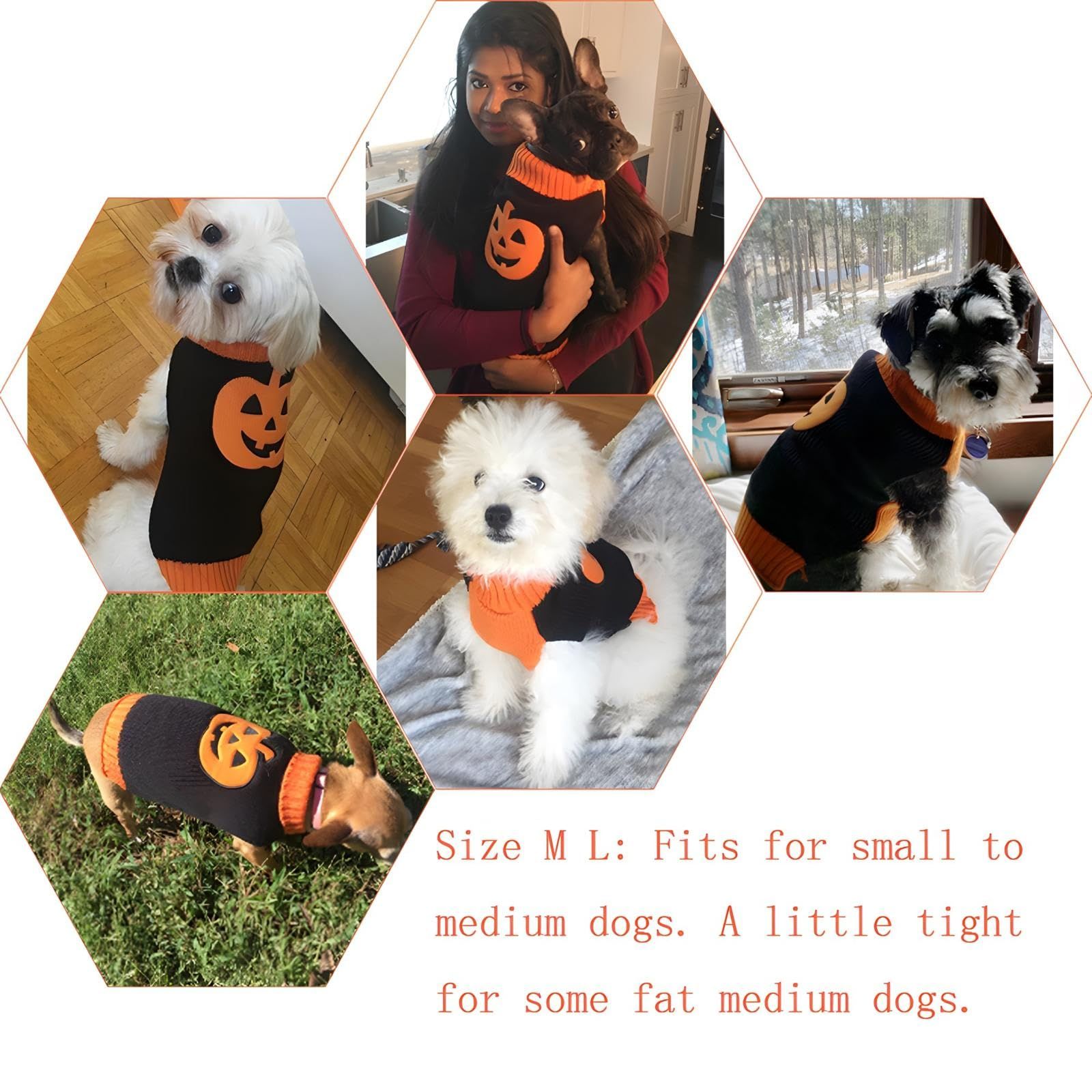 Dog Sweater Pumpkin Pet Sweaters Halloween Holiday Party for Cat and Puppy Small and medium-sized dog Teddy clothing(M) — image 2