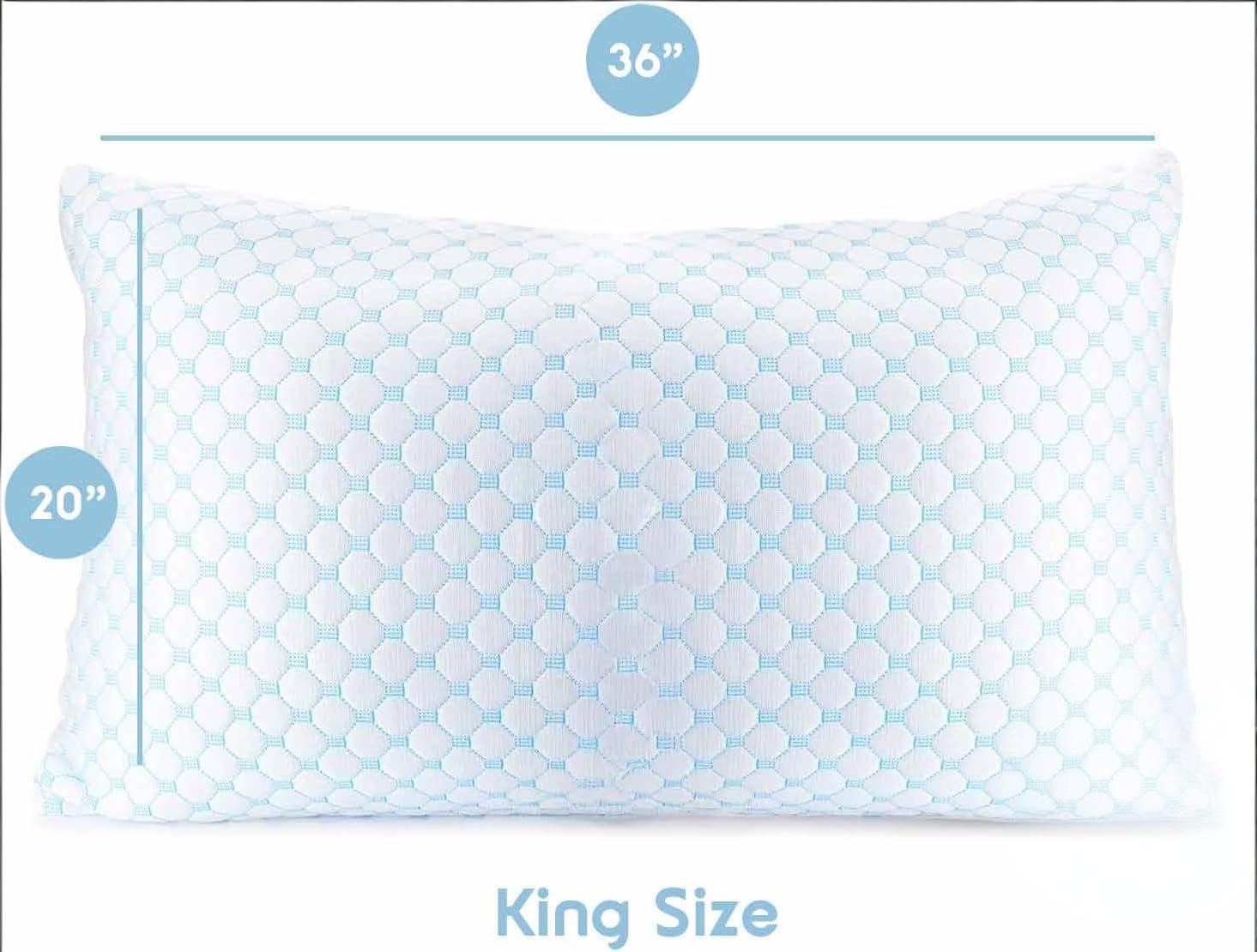 King Size Cooling Pillow with Shredded Memory Foam & Gel Infusion โ Adjustable Loft, Breathable Dual-Sided Cover, 20" x 36" (Blue) | Other Sizes Available in โ image 2