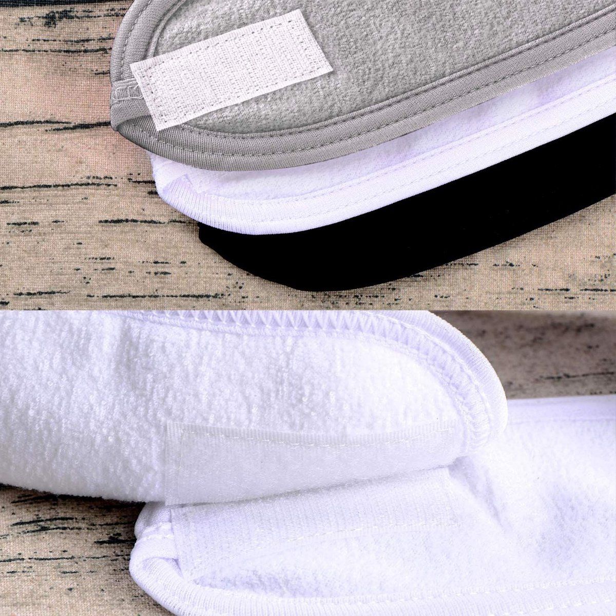 9-Pack Double-Layer Makeup Headbands, White, Grey and Black Stretch Hairbands for Skincare and Yoga โ image 2