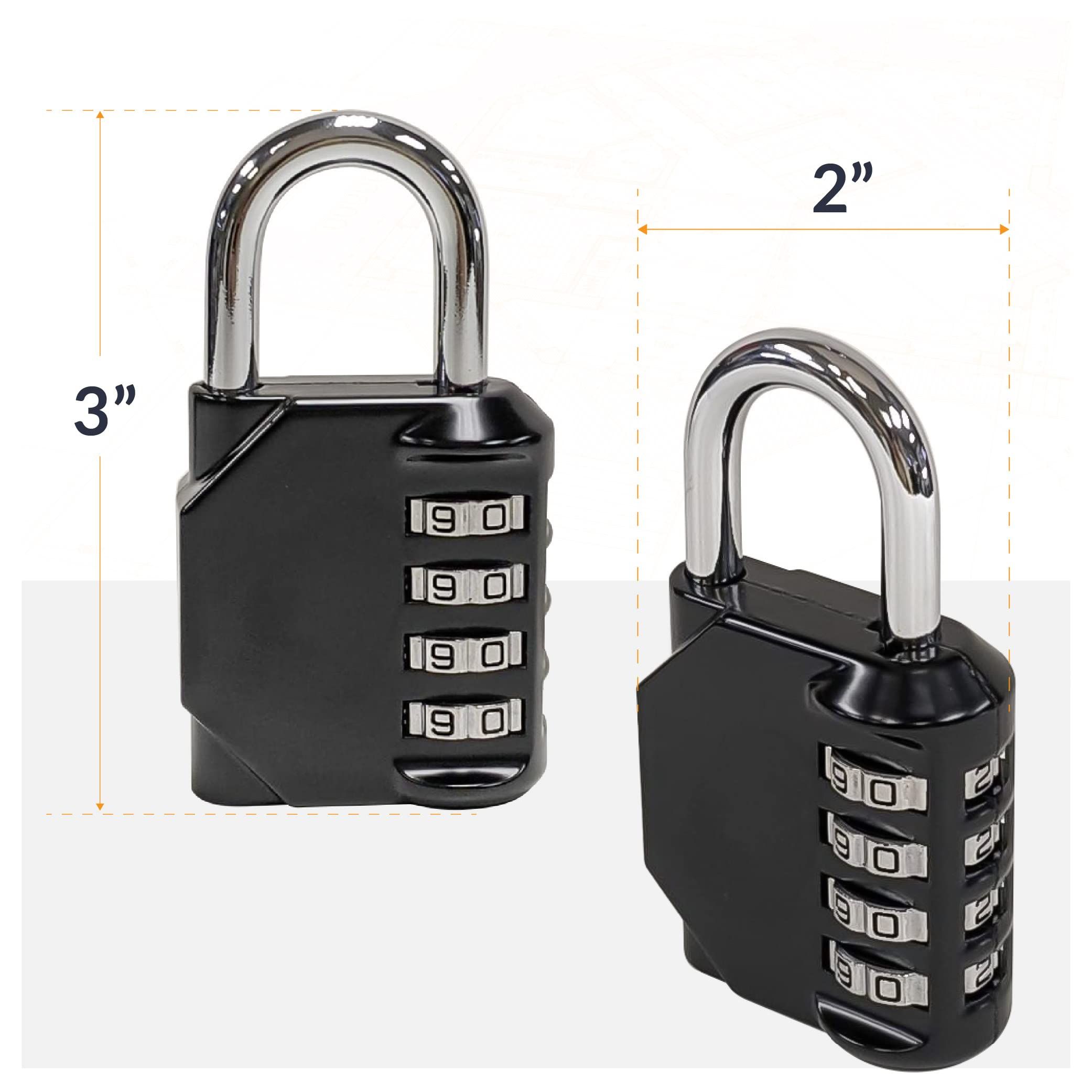 Hardware Improved 4-Digit Combination Lock | Outdoor Waterproof Padlock for School, Gym Locker, 4-Digit Lock Combo | Black โ image 2