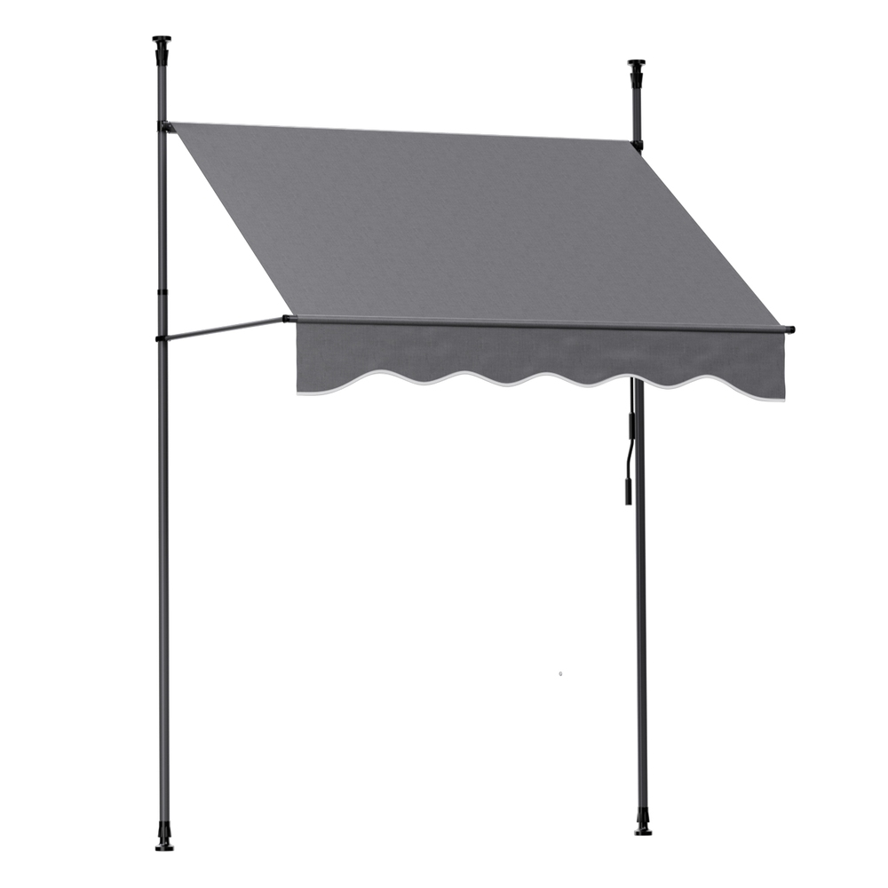 Instahut Window Fixed Pivot Arm Awning Outdoor Door Canopy 2 × 1.8M Grey