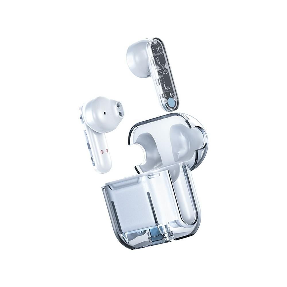 TWS Wireless Earphones 5.3 Bluetooth Headset with Mic HD Sound Auriculares Transparent Cute Half in Ear Headphones -White