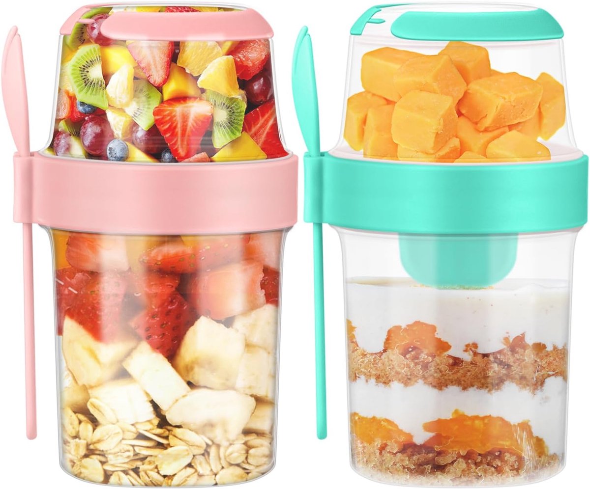 Yogurt Cup - Yogurt Cup To Go - Lunch Pot - BPA-Free - With Spoon - Muesli Cup To Go - Lunch Cup - Lunch Box - Lunch Container - Takeaway - Leakproof - Medium