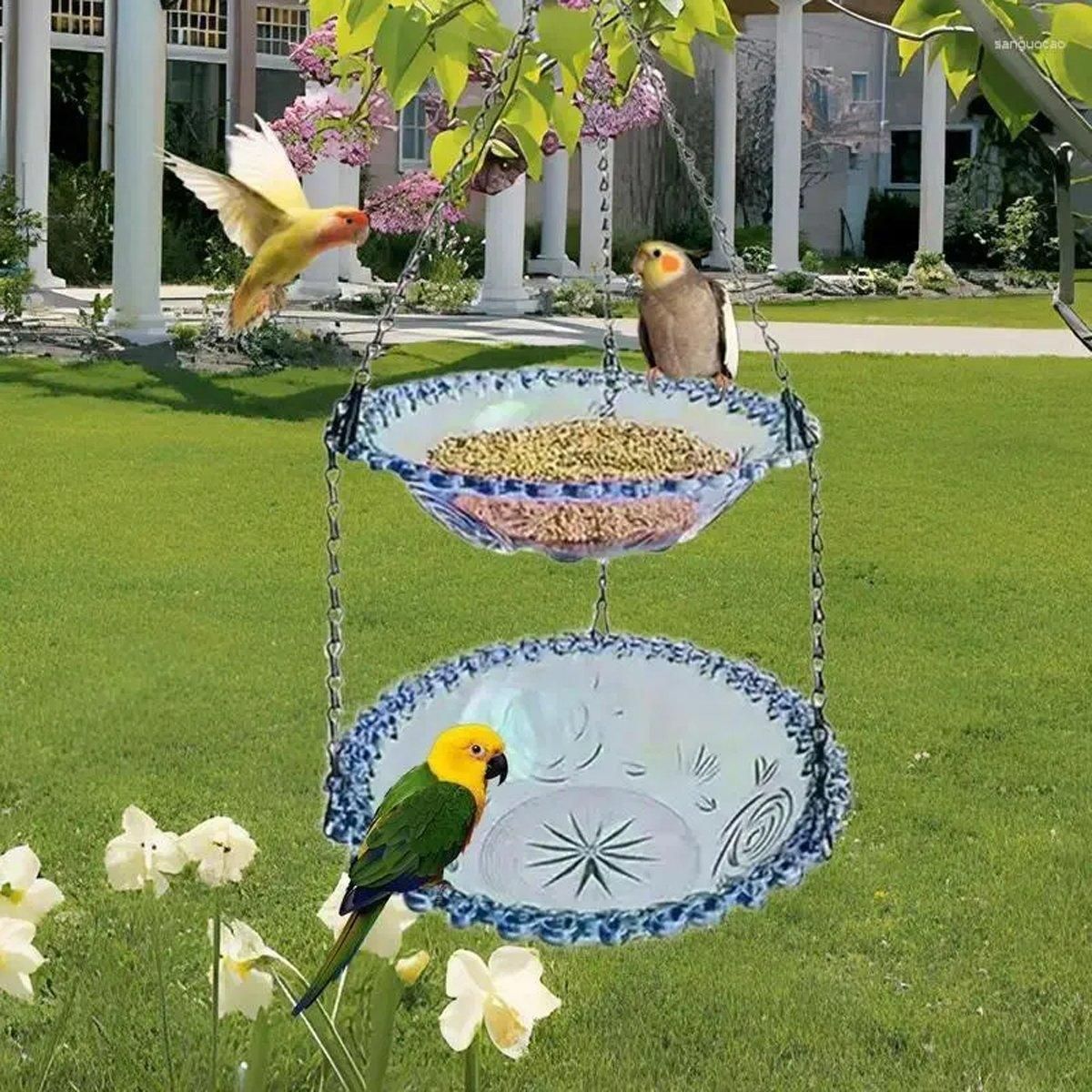 Outdoor Hanging Bird Feeder Bath Garden Patio Decoration for Attracting Birds - Grey โ image 5