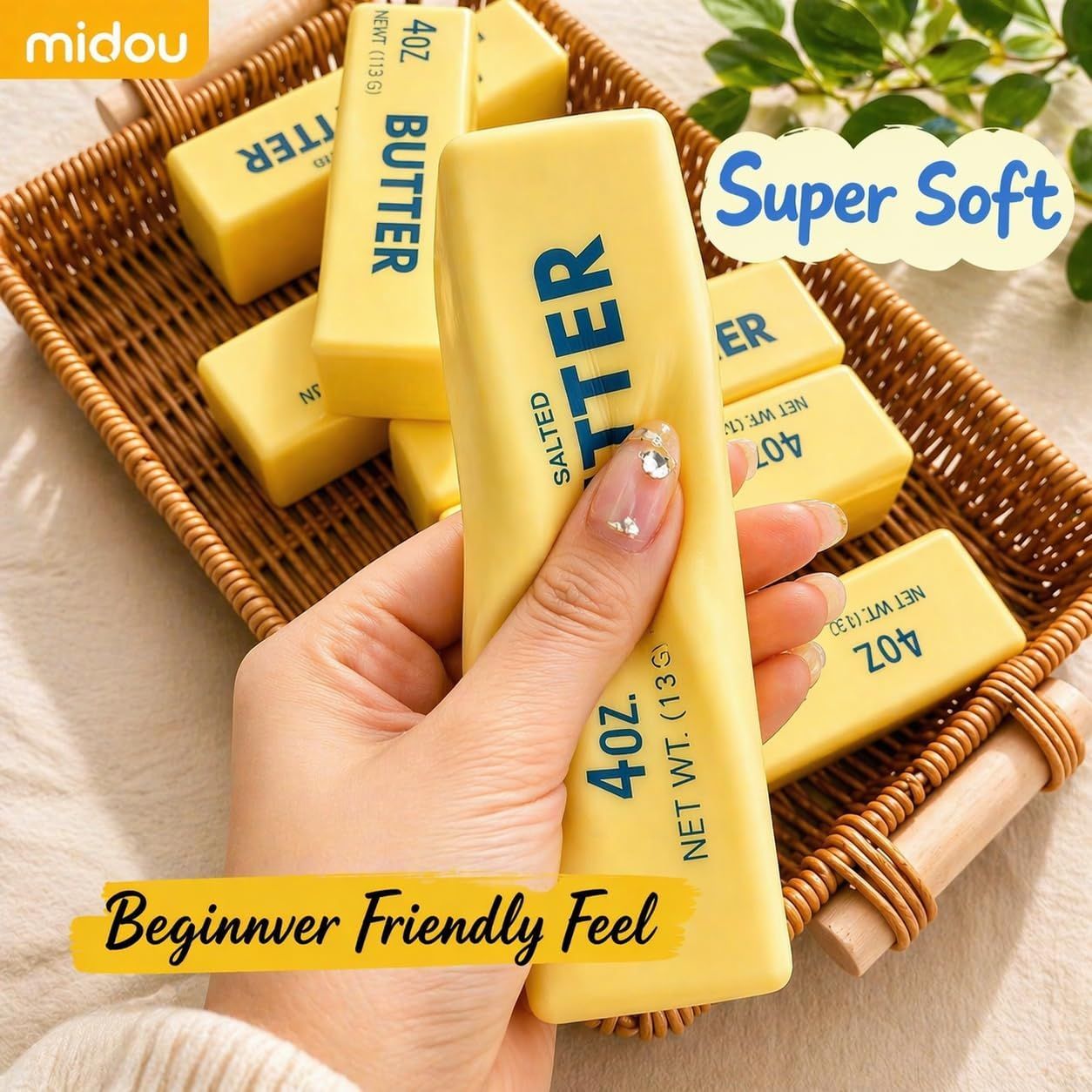 2 PCS Giant Butter Stick Squishy Toy for Office & School – Slow Rising Stress Reliever to Calm Anxiety (Yellow) — image 4