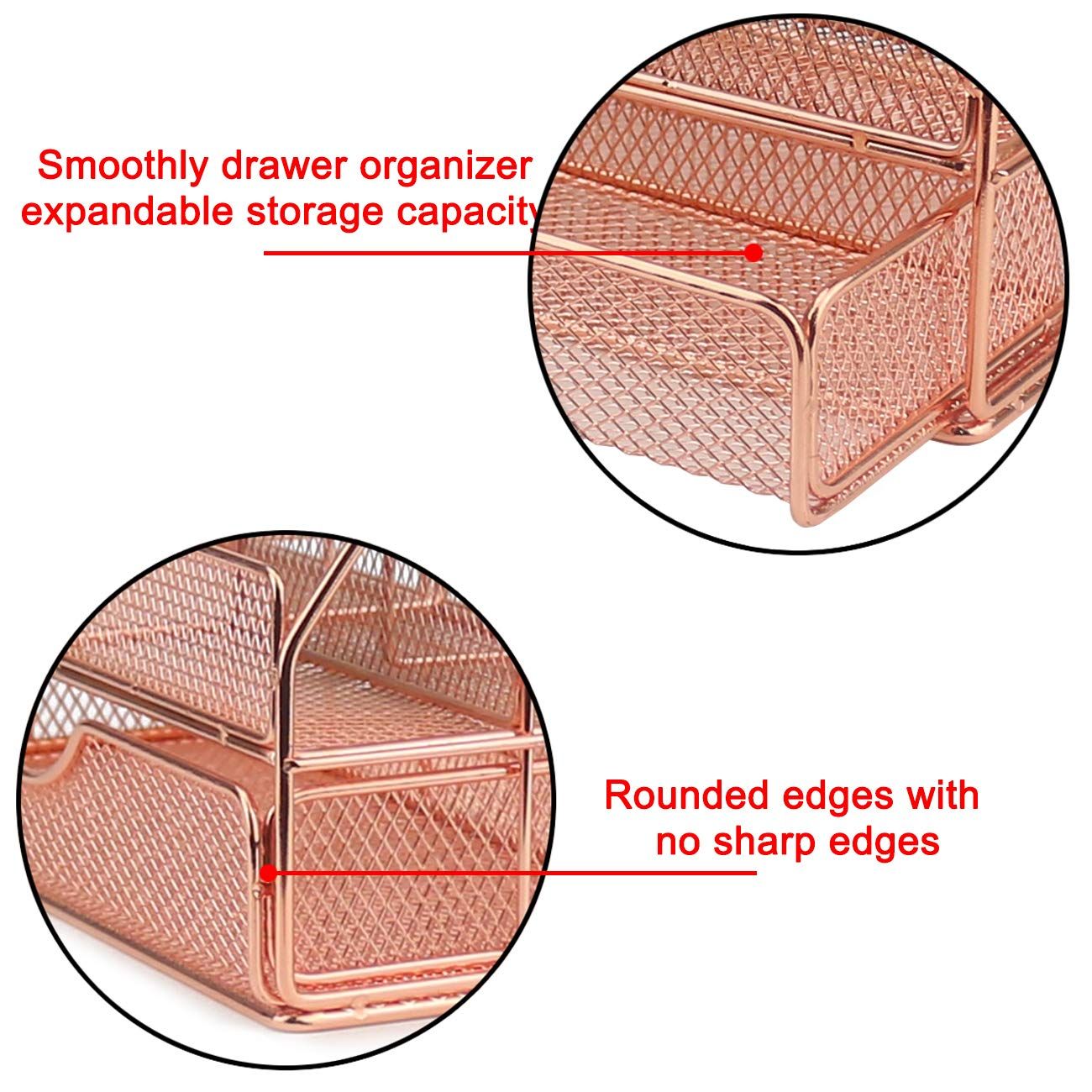 Cute Mesh Office Supplies Accessories Essentials Caddy with Drawer for Home & Office Desktop Organization — image 2