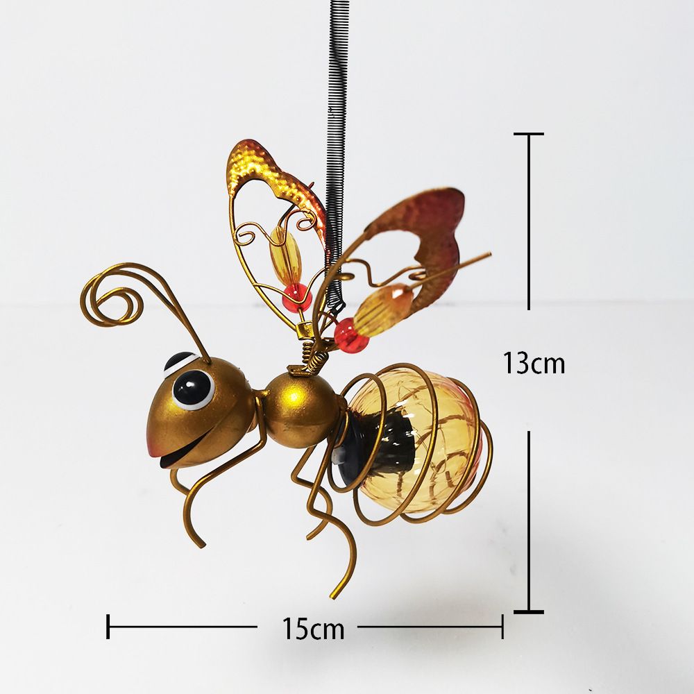 2pcs Solar-Powered Hanging Bee Light - Metal LED Outside Bugs with Bouncy Springs - Solar Fairy Lights for Outside Garden Decor Backyard Balcony Porch Spring — image 3