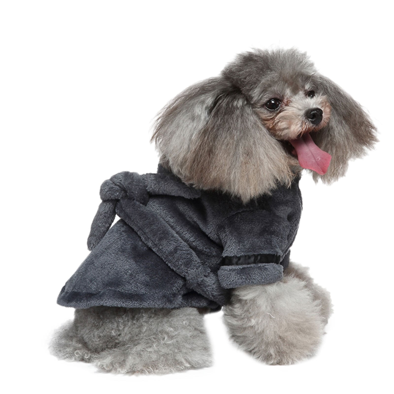 Pet Bathrobes, Pajamas ! Dog Cat Bathrobe Pet Clothes Hotel Bath Towel Pet Bathrobe Nightgown Pajamas (Army Green, L) L Grey — image 2