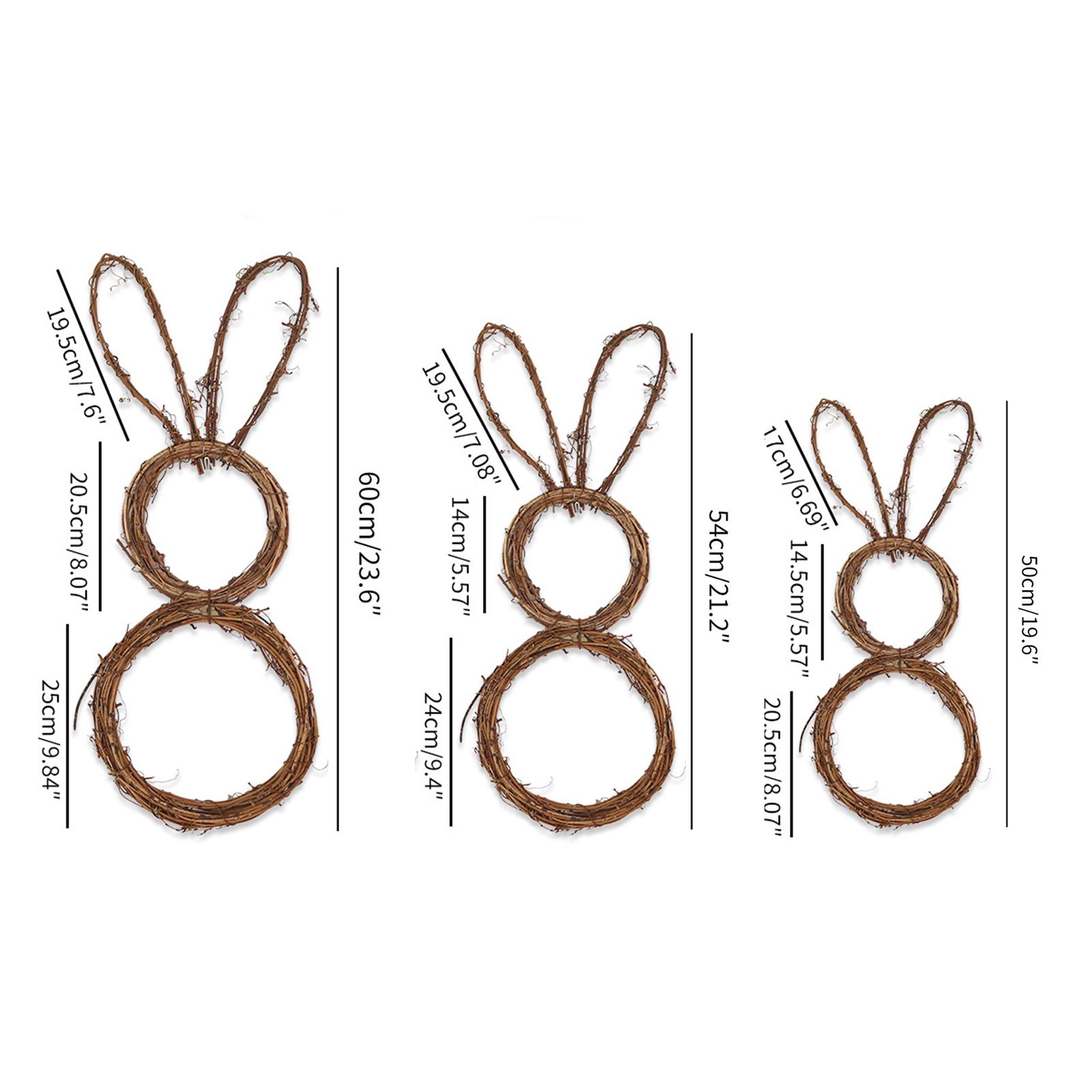 Easter Bunny Hanging Led Colored Lights Rattan Circle Easter Bunny Wreath Diy Decorative Door Hanging — image 6