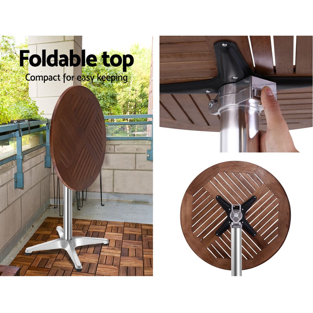 Gardeon 3-Piece Outdoor Bar Set Bistro Table Stools Adjustable Wooden Cafe — image 6