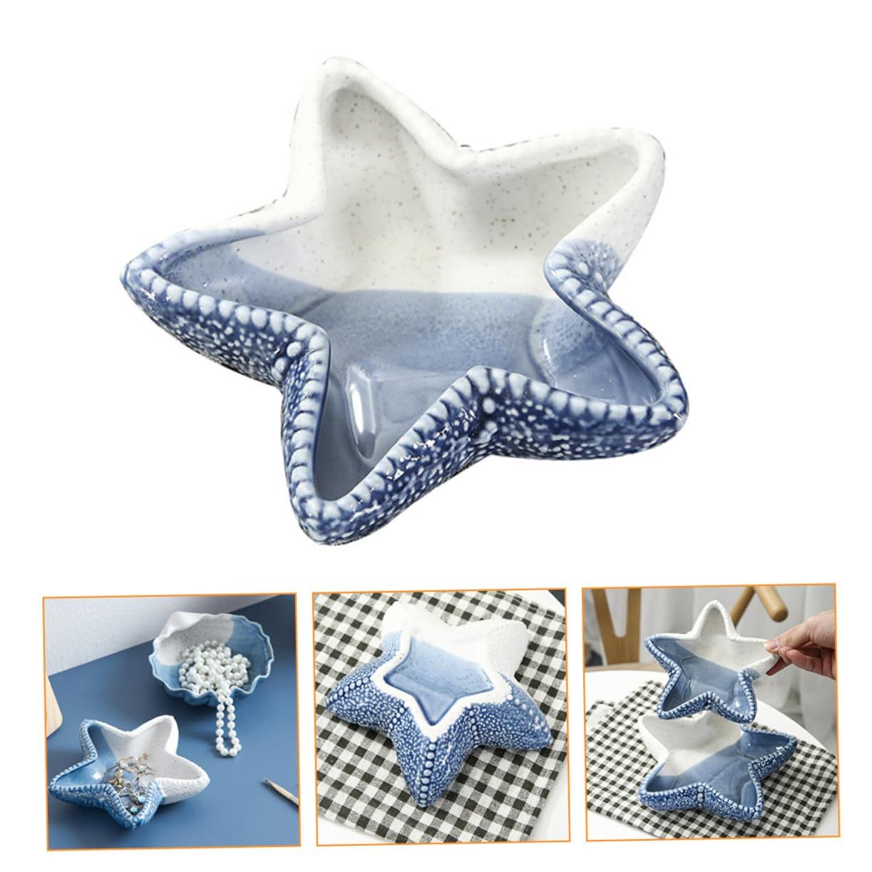 Starfish Storage Tray Candy Display Bowl Makeup pallete Nautical Jewelry Dish Shells Key Animal Decor Ceramic Storage Plates β image 3
