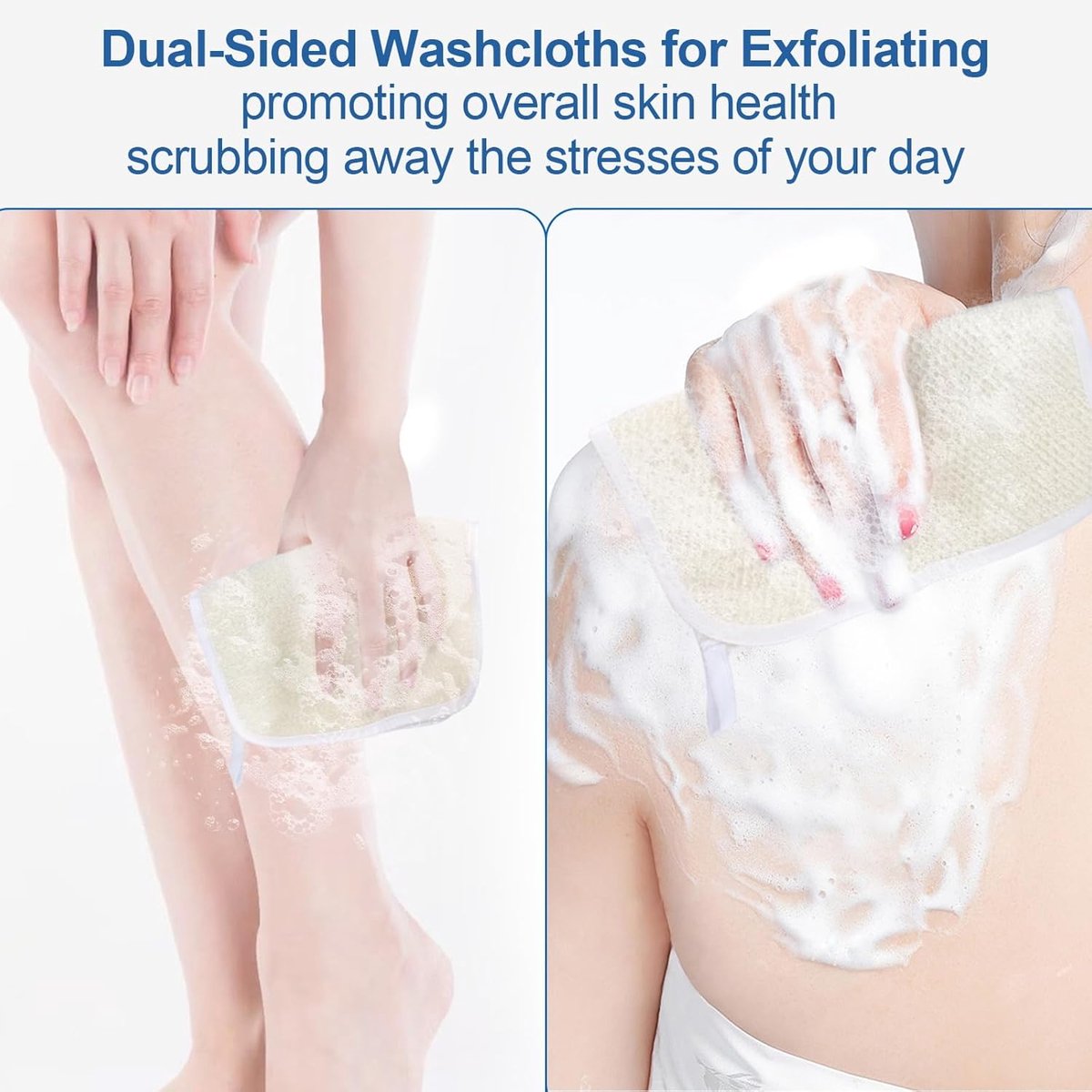 3-Piece - Exfoliating Towel for Body and Face - Bath Towel - Double-Sided Exfoliating Bath Towel - Facial Washcloth - Nylon - Scrub Towel โ image 5