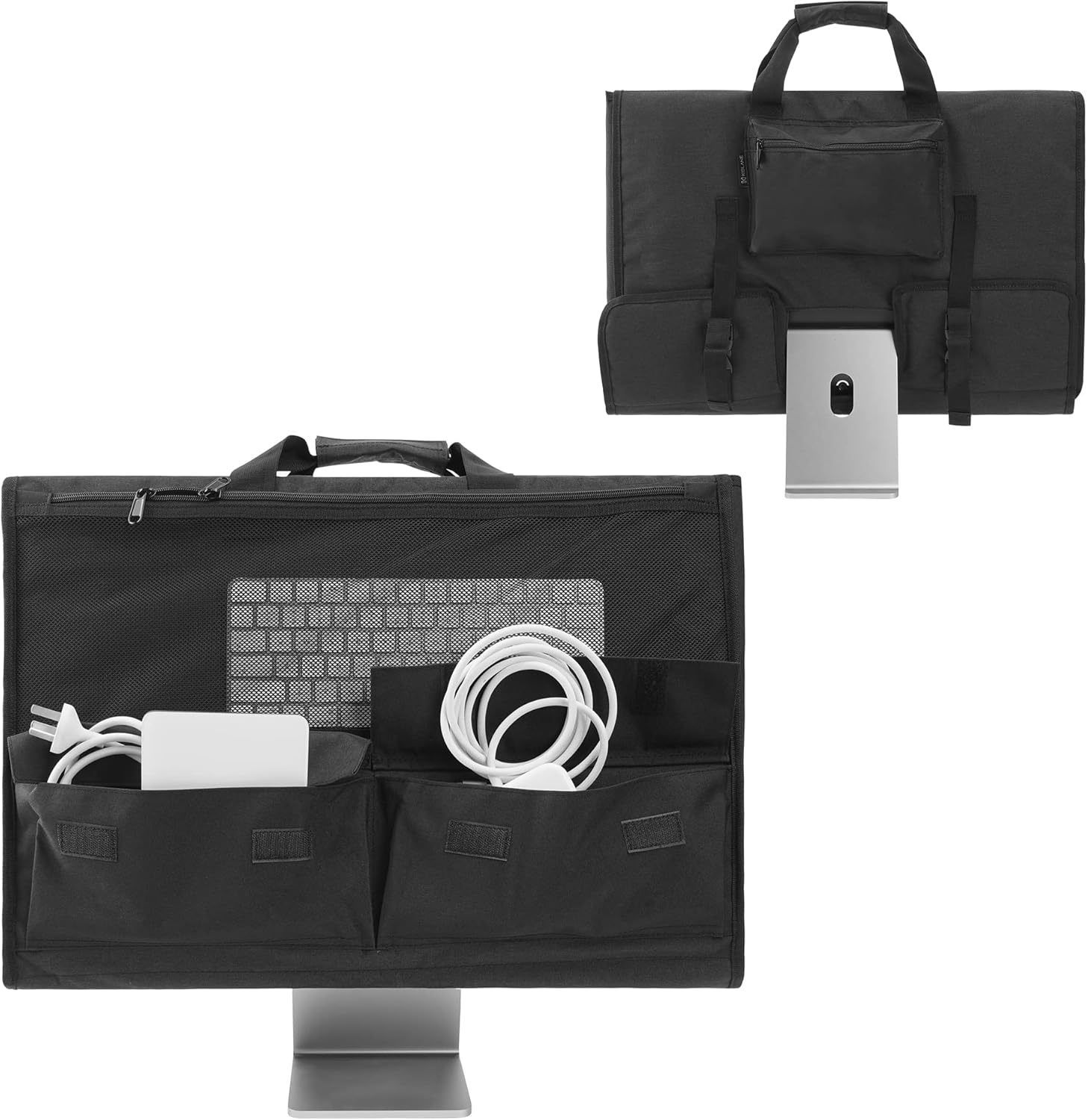 Adjustable Travel Carrying Case for 24''Desktop Monitor(Universal), Protective Storage Bag for Monitor Dust Cover with Carry Handle for 24 inch Screen and
