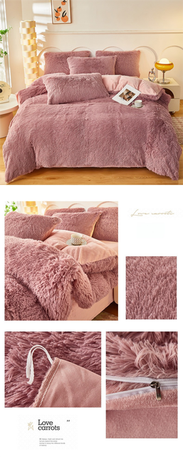 Dusty Rose Luxury Thick Plush 4 Piece Bedding Set for 1.5m & 1.8m Beds – Winter Ultra Soft Warm Bedding with Double-Sided Faux Mink Fur & Crystal Velvet — image 5