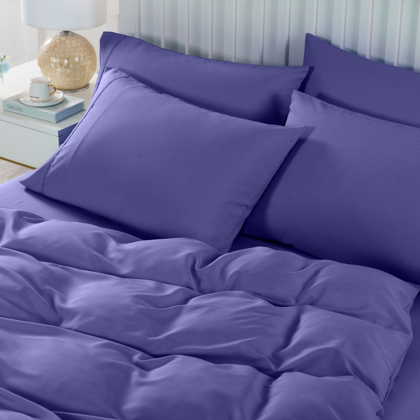 Royal Comfort 2000TC 6 Piece Bamboo Sheet & Quilt Cover Set Cooling Breathable - Double - Royal Blue — image 3