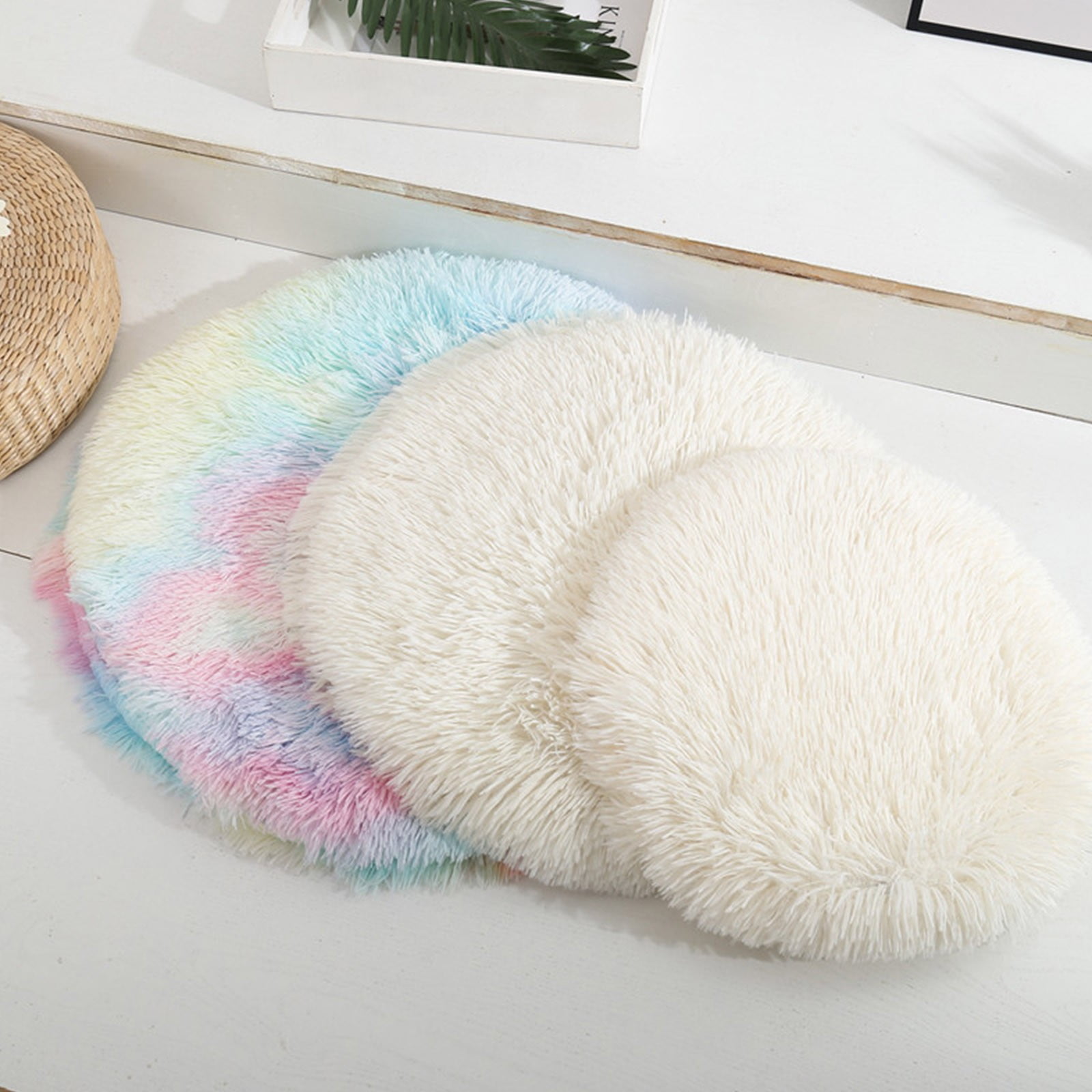 16 inch Plush Dog Bed Mat Warm Fluffy Round Puppy Crate Pad with Anti-Slip Waterproof Bottom Soft Comfy Pet Kennel Mat for Small and Medium Dogs Multicolor โ image 3
