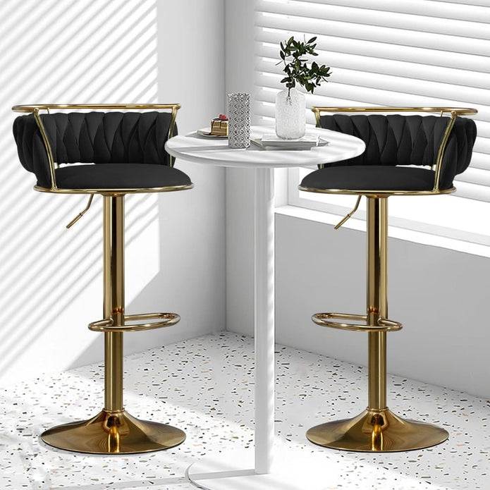SERENITà Golden Swivel Upholstered Velvet Adjustable Height Counter Stool with Metal Frame Black (Set of 2) — image 4