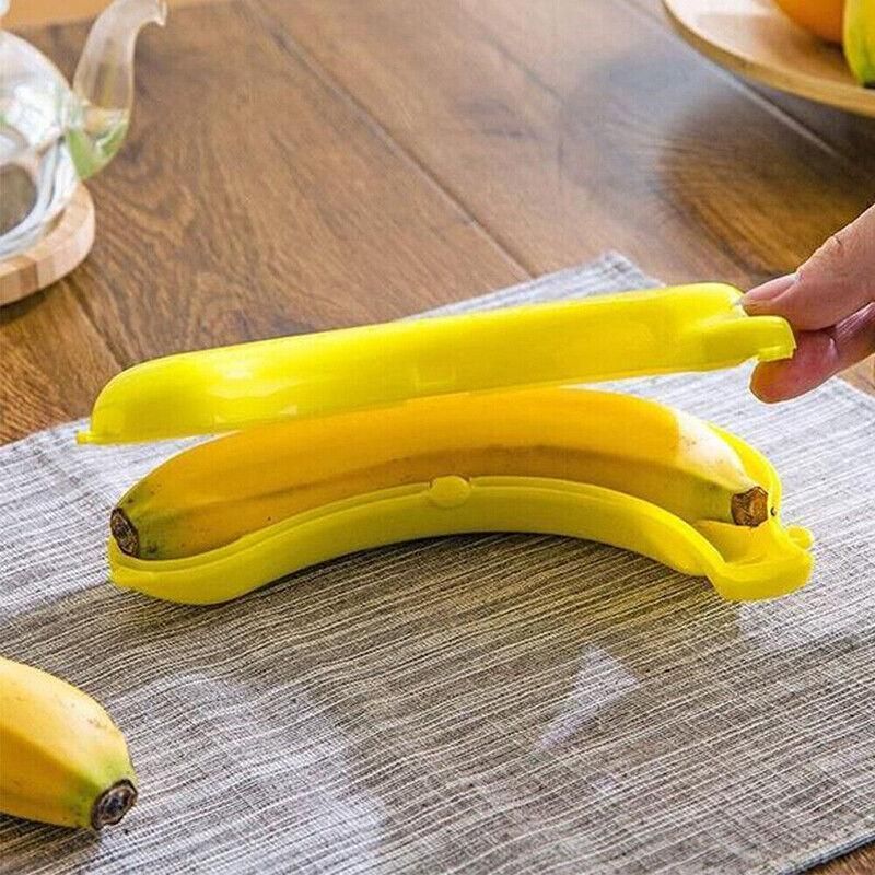 Banana Case Box Holder Fruit Storage Container Travel Lunch Protector - Green — image 6