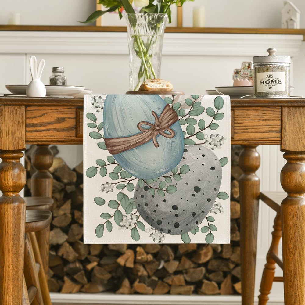 Eucalyptus Egg Easter Table Runner, Spring Kitchen Dining Table Decor for Indoor Outdoor Home Party Decor 13 × 72 Inch — image 2