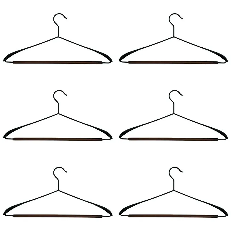 6pcs Iron Wood Combination No Trace Hangers Non Slip for Coat Shirt Closet — image 2
