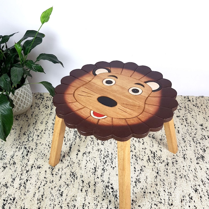 Hand Carved Children's Table Wooden LION Theme โ image 6