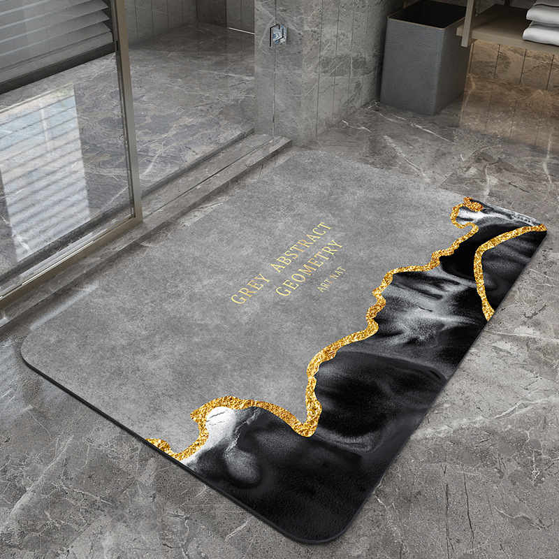 Quicksand and golden grey Modern Absorbent Diatomaceous Earth Bath Mat - Quick Dry, Non-Slip, Soft Bathroom Floor Mat