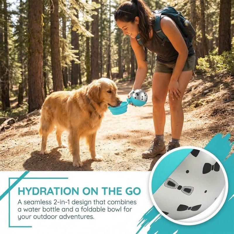 10oz Stainless Steel 2-in-1 Leakproof Dog Water Bottle with Bowl, Portable for Travel Walking Pink โ image 2