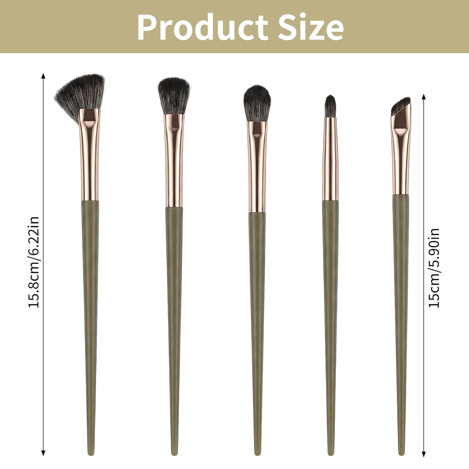 Eye Makeup Brush Set, 5 Pcs Eye Shadow Brushes Set Professional Eyeshadow Makeup Blending Brushes with Synthetic & Wood Handle Angled Eyeshadow Brush for