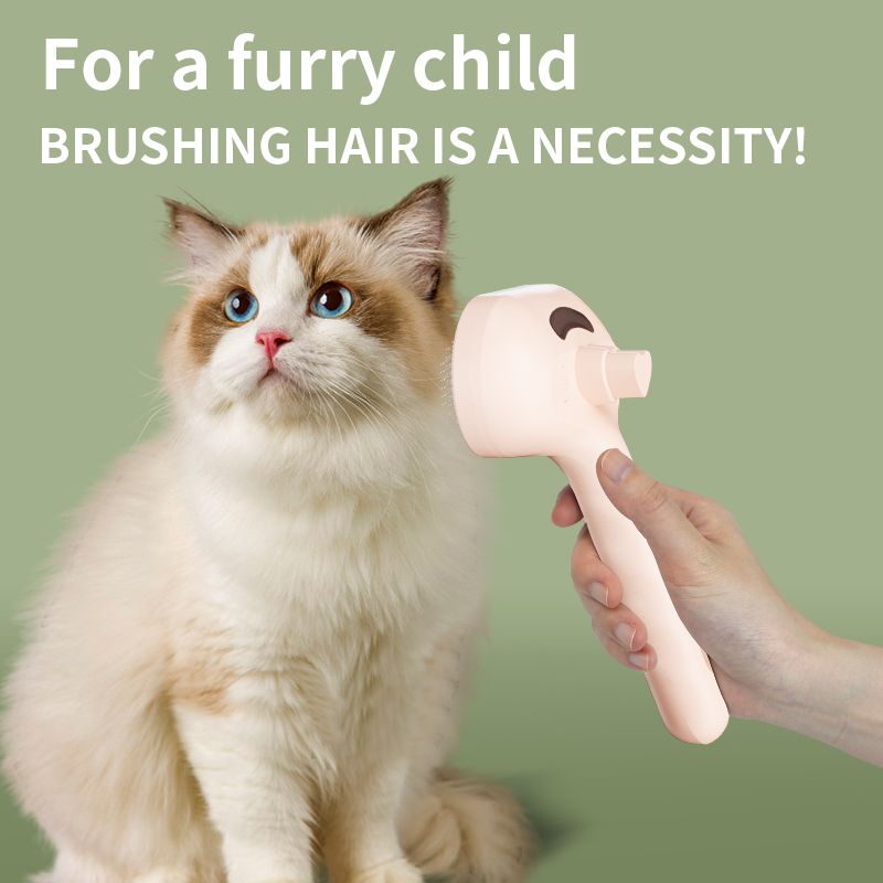 Rechargeable Pet Massage Comb with Spray, Anti-Shedding, Detangling, and Cleaning Comb - Pink — image 2