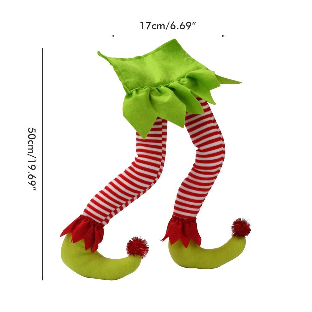 Christmas Elf Stuffed Legs Stuck Tree Topper Decorations Xmas Holiday Party Ornament Indoor Outdoor Decor โ image 2