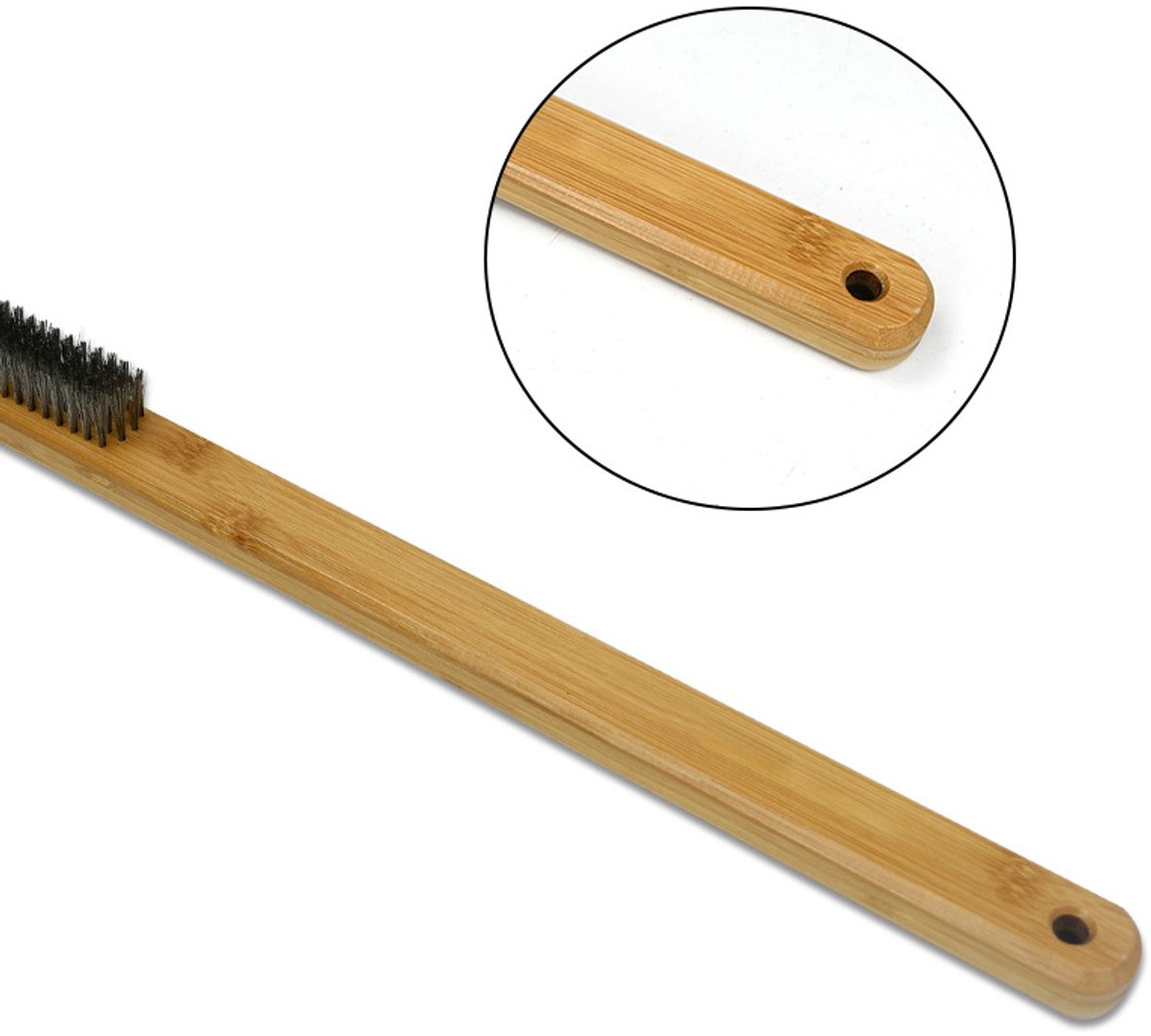 Pizza Stone Cleaning Brush - 57.5cm - Pizza Oven Brush - Barbecue Grill Cleaning Tool with Wooden Handle - Kitchen Oven Accessories - Portable Brush - With — image 2