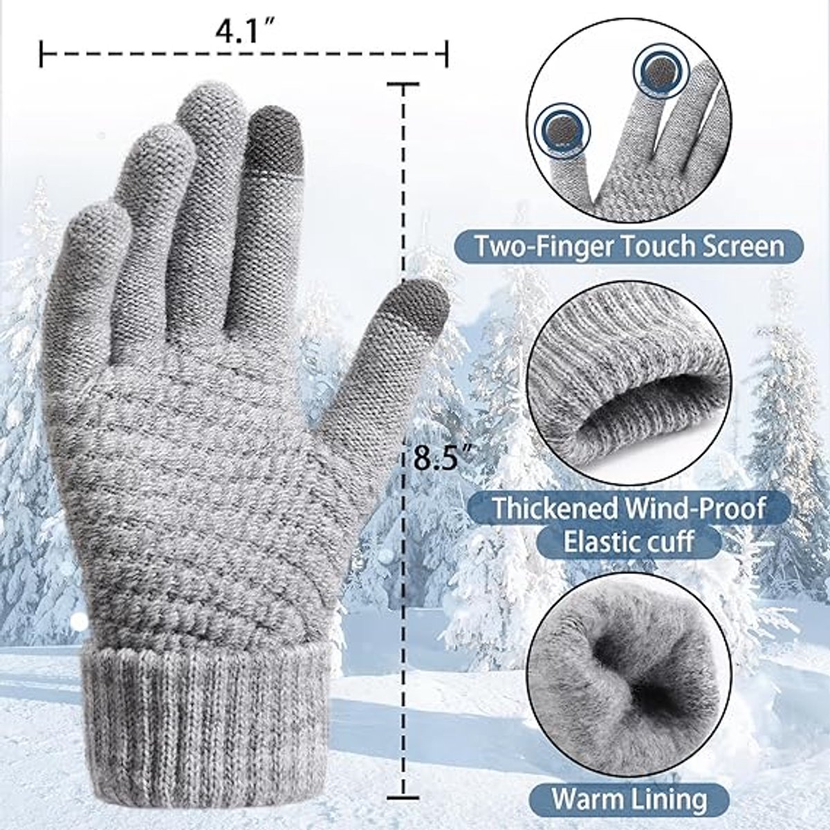 Touchscreen Winter Gloves - Women's Sports Gloves - Waterproof and Windproof - Elastic Cuff - Scooter and Bicycle (4 Pieces) — image 5