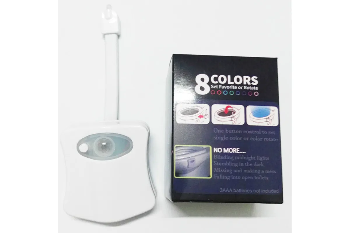 LED Body Sensor Bathroom Toilet Lamp 8 Colors Toilet Night Light โ image 2