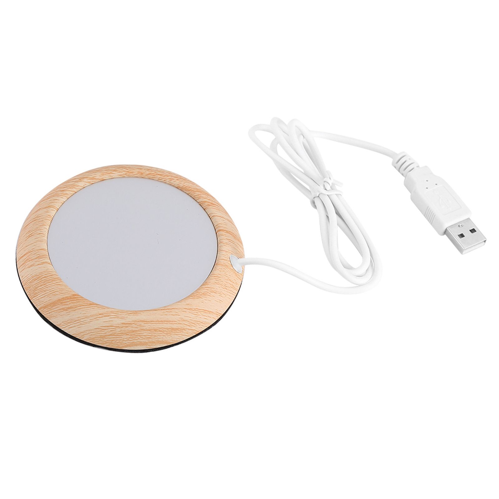 USB Wood Grain Cup Warmer Heat Beverage Mug Mat Coffee Heater Pad Bright Wood Grain — image 2