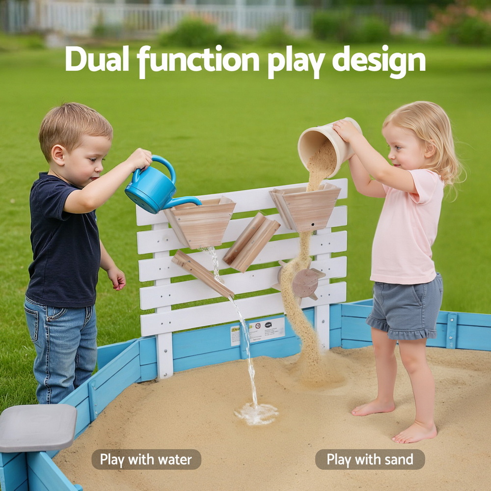 Keezi Kids Sandpit Wooden Round Sand Pit Funnel Bench Seat Beach Toys 215cm โ image 6