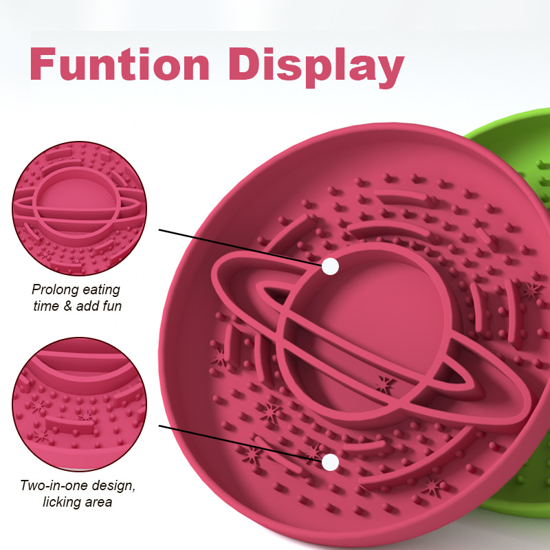 Red Silicone Planet Slow Feeder Dog Bowl - 2-in-1 Anti-Choke Lick Mat for Healthy Eating & Fun โ image 4