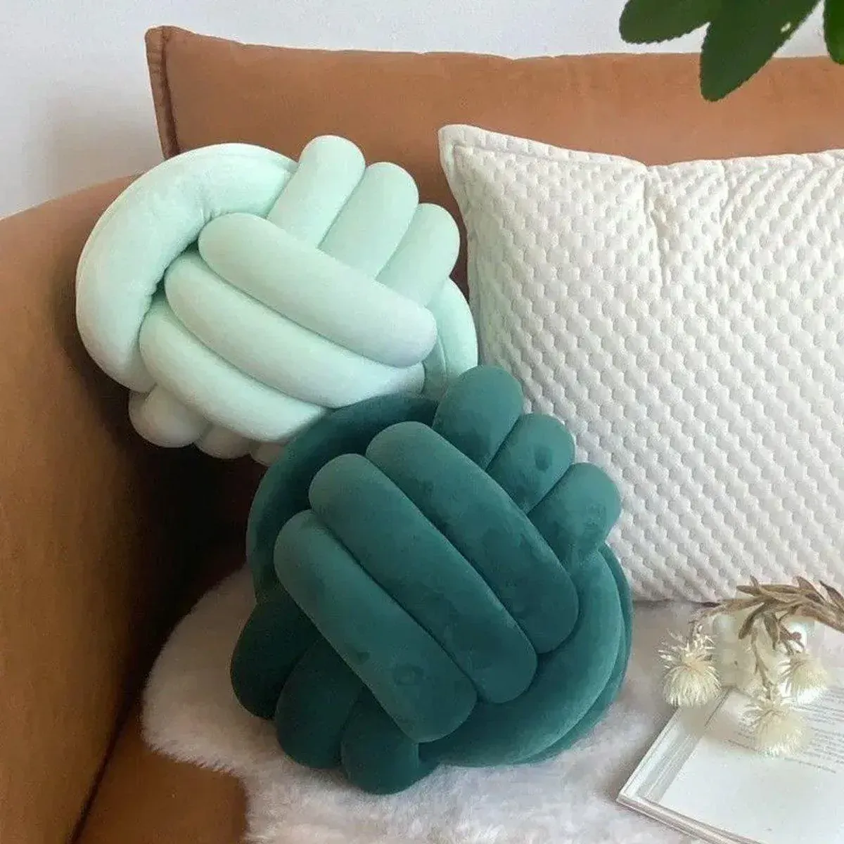 Three-Strand Braided Round Pillow Sofa Cushion Decorative Pillow for Living Room - Light Khaki — image 6