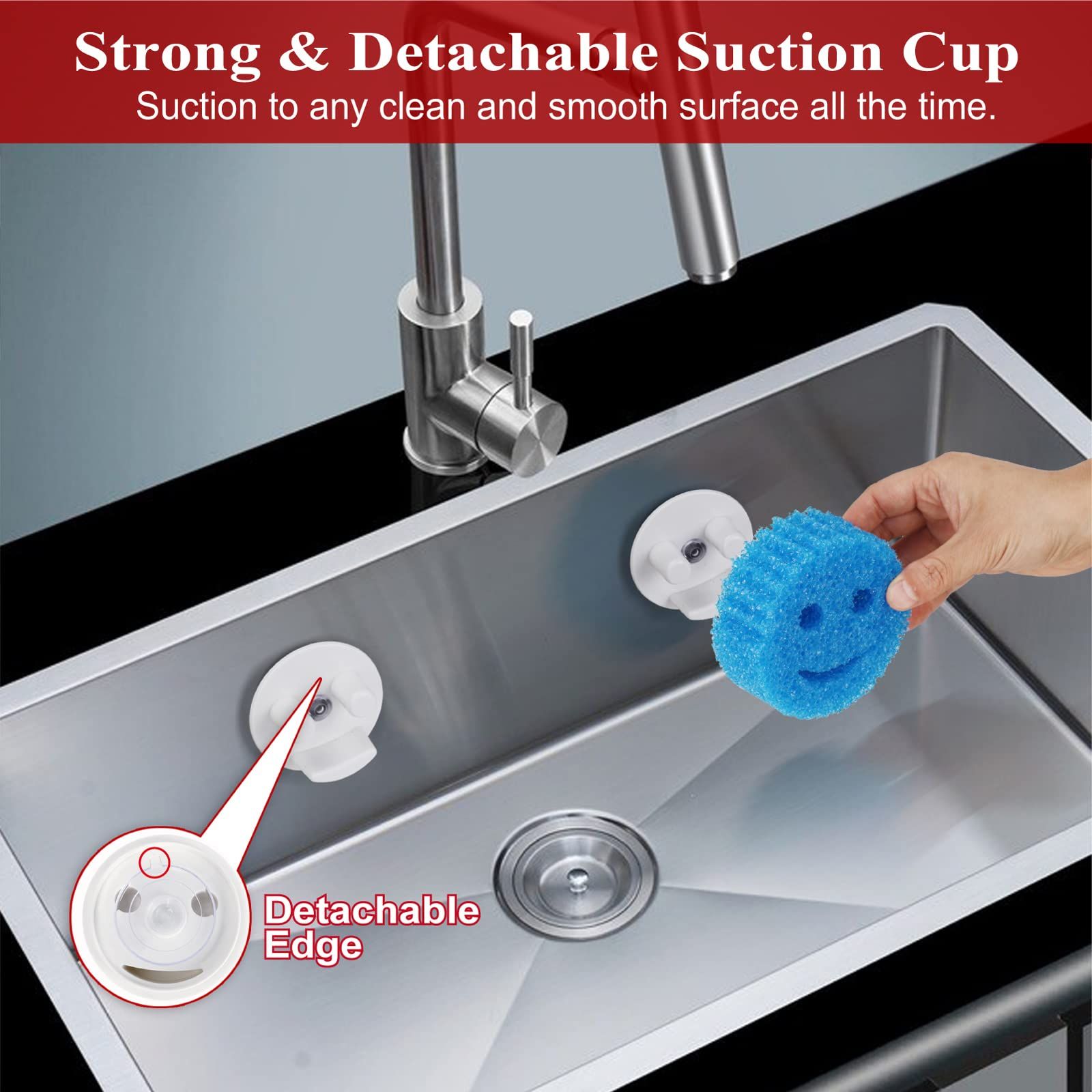 Sponge Holder, Sink w/Suction Cup Installation, Sponge Organizer for Kitchen/Bathroom Sink,(Sponge Not Included), White — image 2