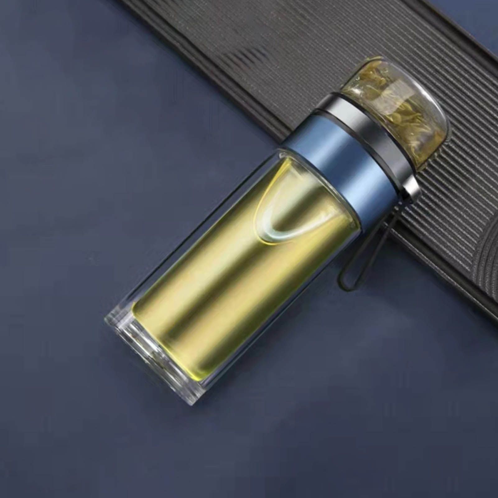 Glass Transparent Tea Bottle Portable Tea Water Bottle Tea and Water Separation Bottle Blue — image 5