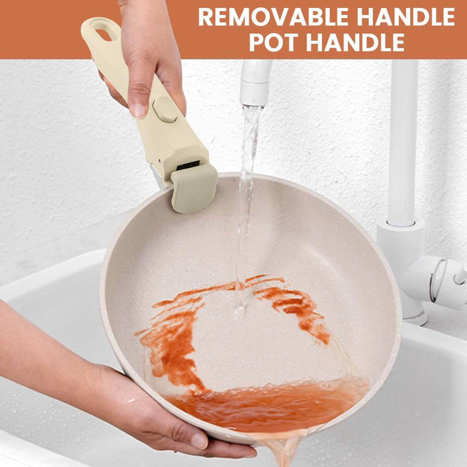 Removable Pot Handle with Quick-Release Clip – Universal Kitchen Cookware Handle Replacement for Pans and Pots (White) — image 5