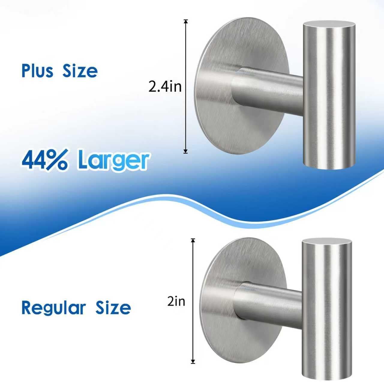 4 Pack Waterproof Adhesive Hooks, Heavy Duty Stainless Steel Wall Hooks for Bathrooms, Kitchens, Bedrooms and Hotels, Brushed Nickel — image 2